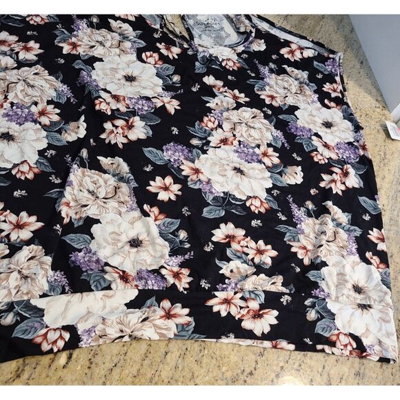 New! Torrid Size 1X Super Soft Knits Black Floral Cold Shoulder Top Rayon Blend - Picture 11 of 13